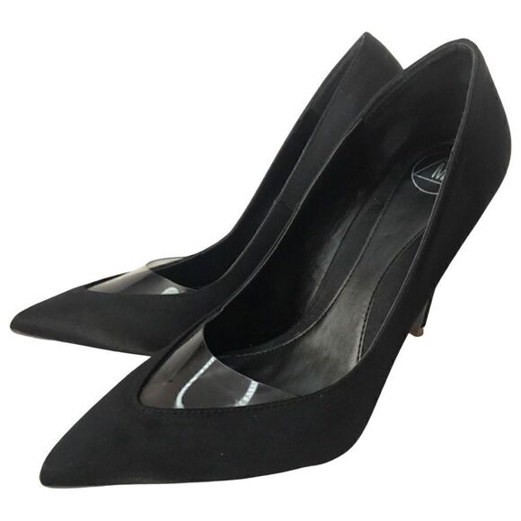 Missguided Black Satin Stiletto Heels Pumps Size 8 - Picture 1 of 10